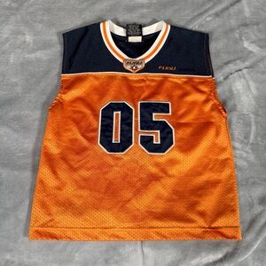 Vintage FUBU Football Jersey Youth Boys L Sleeveless Hip Hop Y2K Orange